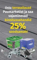 Buy decking boards from Puumarket and get the necessary fasteners at a 25% discount!